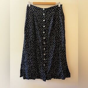 Jones Studio Navy and White floral Button-Down A-Line Skirt